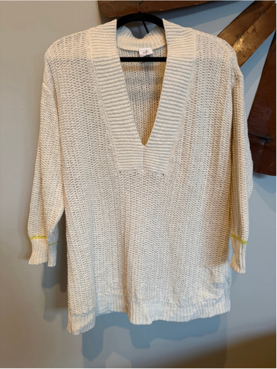 CAbi Sweaters - Cabi Croquet Crochet Pullover Sweater Ivory Size Medium EUC